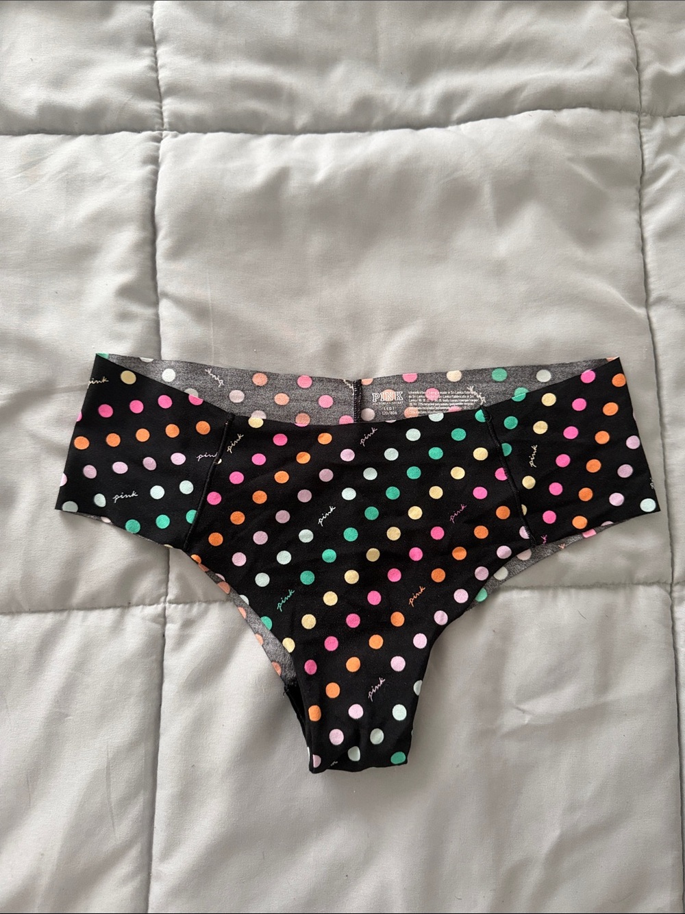 Victoria’s Secret pink size large multicolor polkadots cheekies